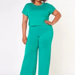 Plus Size Comfortable Short Sleeve Tee & Pants Set
