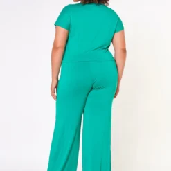 Plus Size Comfortable Short Sleeve Tee & Pants Set -Radiant Drape Sales 2022659 002 3