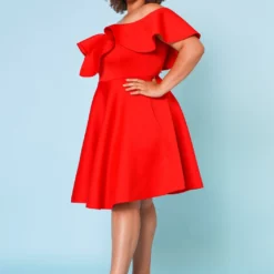 Plus Size Off Shoulder Ruffle Hem Dress -Radiant Drape Sales 2022662 002 3