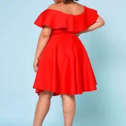 Plus Size Off Shoulder Ruffle Hem Dress -Radiant Drape Sales 2022662 002 4