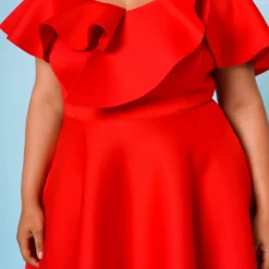 Plus Size Off Shoulder Ruffle Hem Dress -Radiant Drape Sales 2022662 002 5