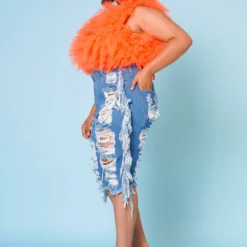 Plus Size Distressed High Waist Biker Shorts -Radiant Drape Sales 2022669 001 3