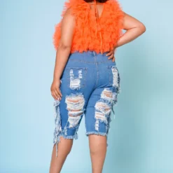 Plus Size Distressed High Waist Biker Shorts -Radiant Drape Sales 2022669 001 4