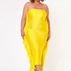 Plus Size Side Fringe Hem Bodycon Tube Dress