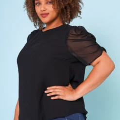 Plus Size Ruched Sleeve Shirt -Radiant Drape Sales 2022680 001 2