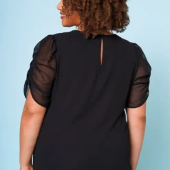 Plus Size Ruched Sleeve Shirt -Radiant Drape Sales 2022680 001 3