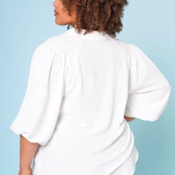 Plus Size Balloon Sleeve Button Down Blouse -Radiant Drape Sales 2022683 001 5