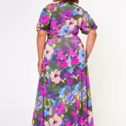 Plus Size Tie Front Surplice Top & Maxi Skirt Set -Radiant Drape Sales 2022689 001 5