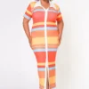 Plus Size Multi Striped Maxi Dress