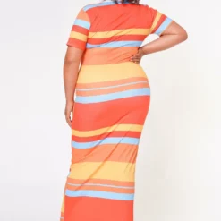 Plus Size Multi Striped Maxi Dress -Radiant Drape Sales 2022696 001 3