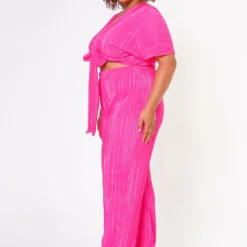 Plus Size Pleated Crop Top & Pants Set -Radiant Drape Sales 2022699 001 3