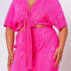 Plus Size Pleated Crop Top & Pants Set -Radiant Drape Sales 2022699 001 5
