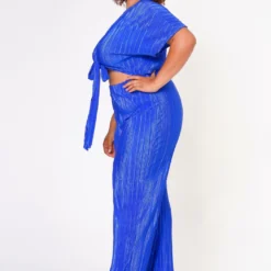 Plus Size Pleated Crop Top & Pants Set -Radiant Drape Sales 2022699 002 3