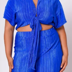 Plus Size Pleated Crop Top & Pants Set -Radiant Drape Sales 2022699 002 5