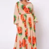 Plus Size Floral Maxi Chiffon Dress