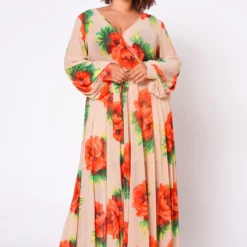 Plus Size Floral Maxi Chiffon Dress -Radiant Drape Sales 2022702 001 3