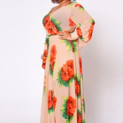Plus Size Floral Maxi Chiffon Dress -Radiant Drape Sales 2022702 001 4